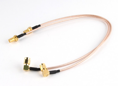 Obrázek RP-SMA Plug with 90 Degree Adapter < - > RP-SMA Jack 200mm RG316 Extension (2pcs/set)
