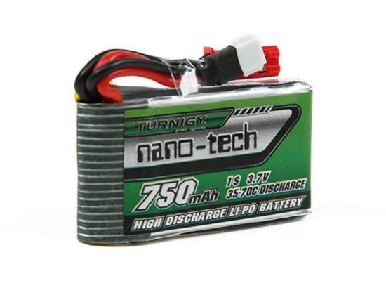 Bild von Turnigy nano-tech 750mAh 1S 35-70C Lipo Pack (pro Walkera V120D02S/QR Infra X/QR W100S)