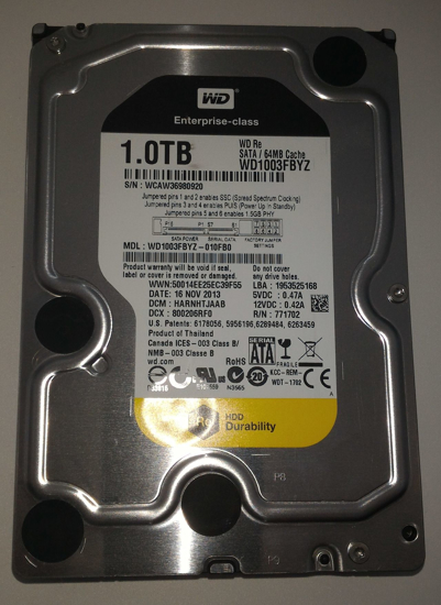 Obrázek Western Digital RE4 1TB, Internal, 7200 RPM, 3.5" (WD1003FBYX) HDD