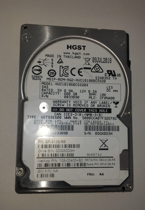 Picture of HITACHI HGST 600GB 10K 128Mb 12GB/s 2.5" SAS HDD Hard Drive HUC101860CSS204