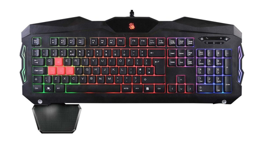 Obrázek A4tech Bloody B210 podsvícená herní klávesnice, duhové podsvícení USB, 7 multi. kláves, voděodolná, CZ