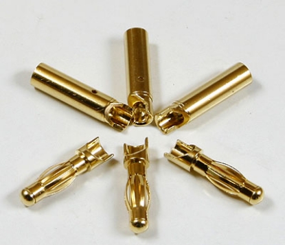 Obrázek Konektory 4 mm - balíček 6 kusů (3 páry) - výřez pro pájení